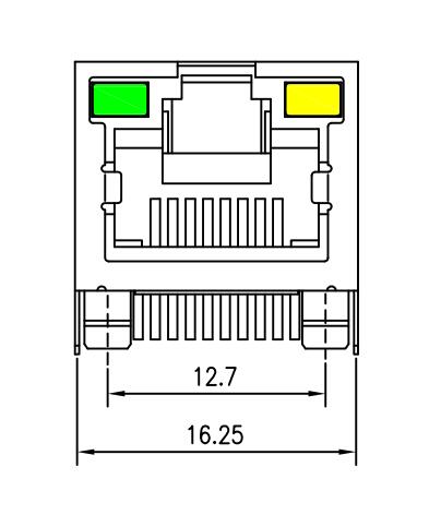 6116173-5 LED 8P8Cが付いているRj45コネクターは-穴LPJE101AWNL 0を通って保護した
