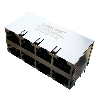 積み重ねられた RJ45 LPJE308CNL の側面の記入項目 8 は 2x4 Rj45 8P8C のモジュラー ジャックを左舷に取ります