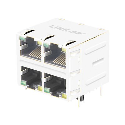 XRJD-S-22-8-8-4中国の単一の左舷2x2左舷の記入項目PCBジャックはLPJE107-0AHNLを製造する