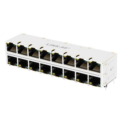 2 x 8 EMI 指 0810-2H8R-28 によって保護される港によって積み重ねられる RJ45 ハブの PC カード