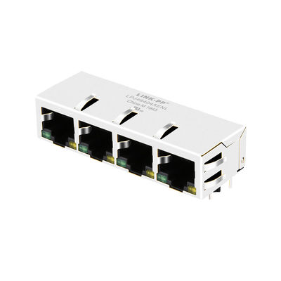 JXD0-4005NL RJ45 女性コネクタ 1x4ポート 8ピン LED付き