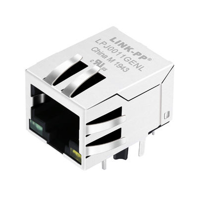 緑/黄色いLedsの単一の左舷8P8Cモジュラー コネクターの下の7499011216AタブはRJ45 LPJ0011-8GENLを持ち上げる