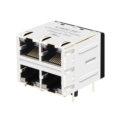 JXC0-0351NLの複数の港LEDs PCBジャックが付いているRJ45 2 x 2のコネクター