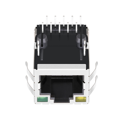 導かれる黄色/緑と保護される1つの左舷Rj45コネクターの上のJXD1-9025NL 10/100の基盤Tタブ