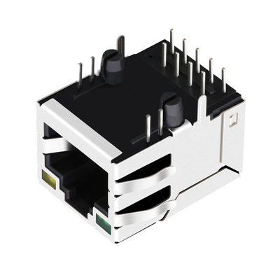 導かれる緑/黄色の100基盤Tの下のJXD0-0010NL 1の左舷タブRJ45 Magjack