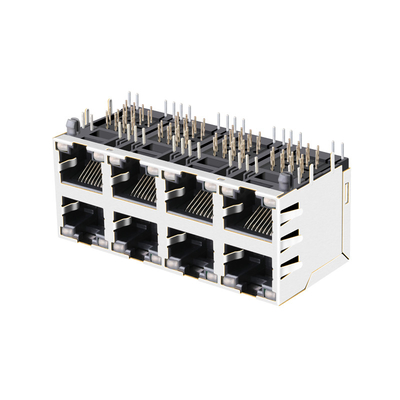 JX0B-3051NLの緑黄色いLedsが付いている1000の基盤T 2x4の港Rj45の多左舷コネクター
