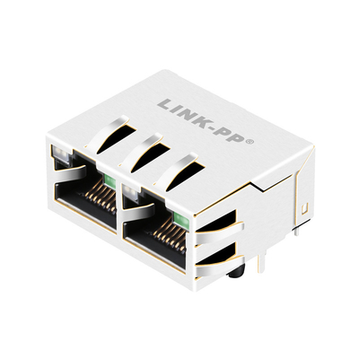 保護された緑の1x2港の上のJTL-U1003NL 10Gの基盤TタブRj45ジャック-黄色/緑Leds
