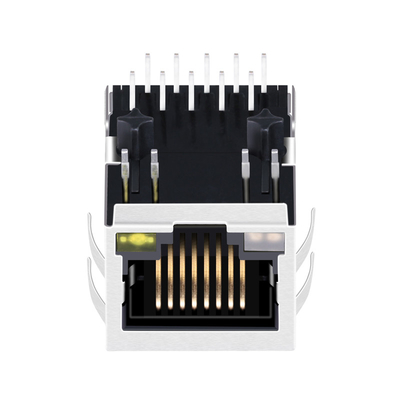 Leds JTH-0024NLを持つ1つの左舷直通の穴RJ45磁気ジャックの下の10G基盤Tタブ