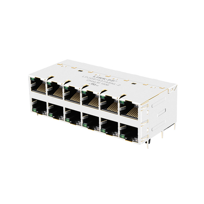 JT5-2670NL THT RJ45のLedsが付いている磁気ジャッキ10Gの基盤T 2x6の港