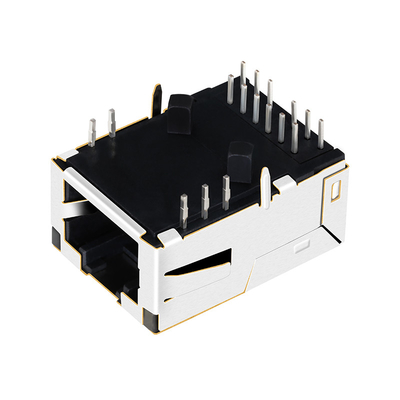LPJK7036-1A98NLの1000の基盤T 1x1の港の控えめなRJ45コネクター タブLedsと