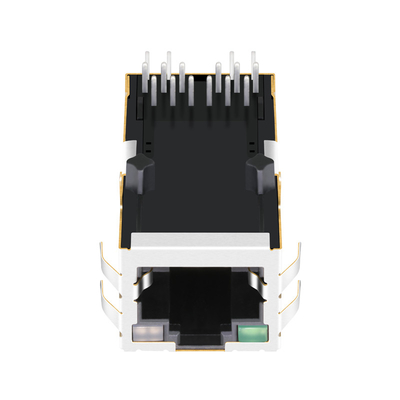 0826-1L1T-57-F 10/100BASE-T POE単一の左舷RJ45 MagJackのタブ導かれるG/GYと