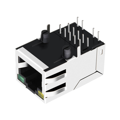 単一の左舷Rj45が黄色/緑コネクター10/100の基盤Tを統合した0875-1D1T-P2は導いた
