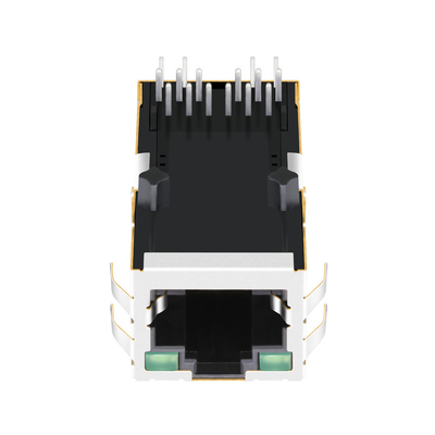 L826-1G1T-32-Fの薄型Rj45コネクター モジュールの上の1000の基盤Tタブは導かれる緑化したり/緑
