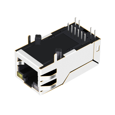 OG/Yの上の0875-1X1T-P2 6 Pin Rj45 Magjackの単一の左舷10/100BASE-Tタブは導いた