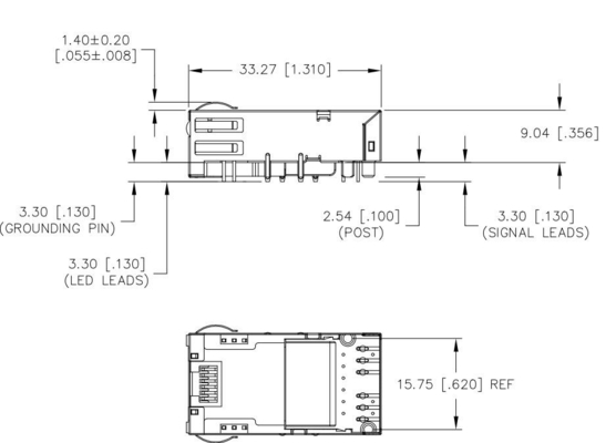 RJ45 Magjack 12PIN GG/Yの下のJT3-1105HL 10GBASE-T 1X1の港タブは導いた