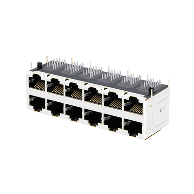 インジケータ・パイプが付いているJT5-2610CNL 10G BASE-T 2X6の港RJ45磁気ジャックのメス コネクタ