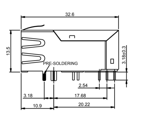 56F-1803DGDZ2NL 1Aの単一の港2.5G BASE-T POE+ RJ45の磁気コネクター