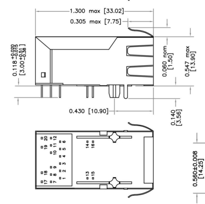 外のHFJT1-5GHPRL 5G BASE-T 1x1の港PoE RJ45 Fastjackのコネクター600mAは導いた