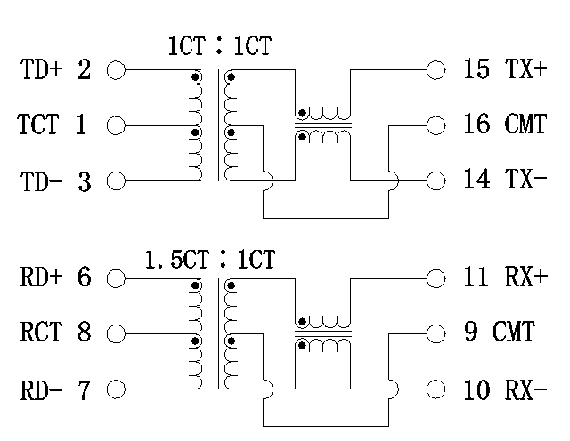 HX1225FNL/HX1225FNLT 100Base-TのイーサネットMDLの1:1 TUの分離の変圧器
