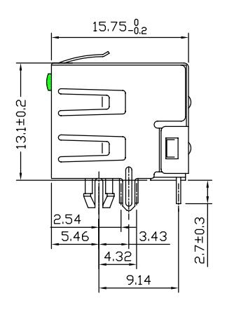 6116173-5 LED 8P8Cが付いているRj45コネクターは-穴LPJE101AWNL 1を通って保護した